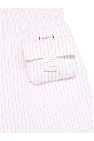 Shorts junior in popeline di cotone bianco e rosa FENDI KIDS | JFF358ATRDF1QYC